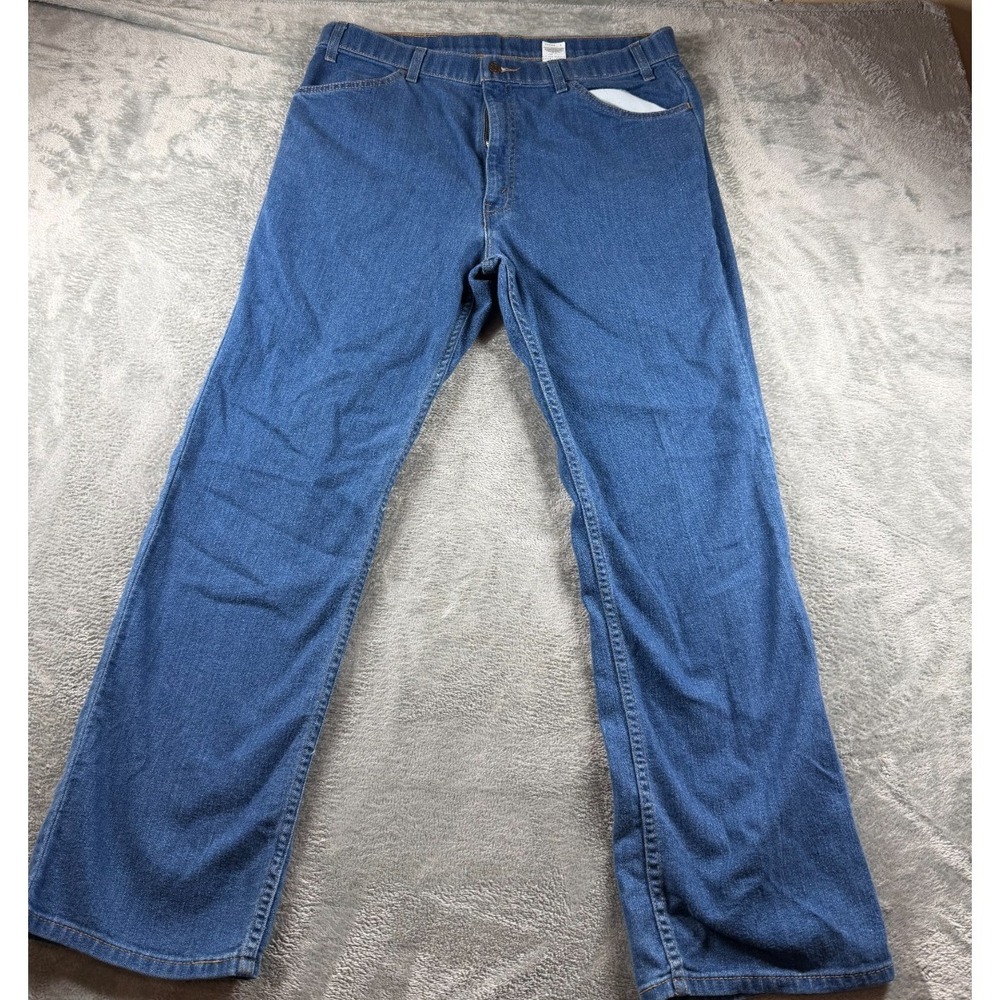 Vtg Levi's Brown Tab Straight Leg Jeans 38x30 Blue Denim Workwear Faded